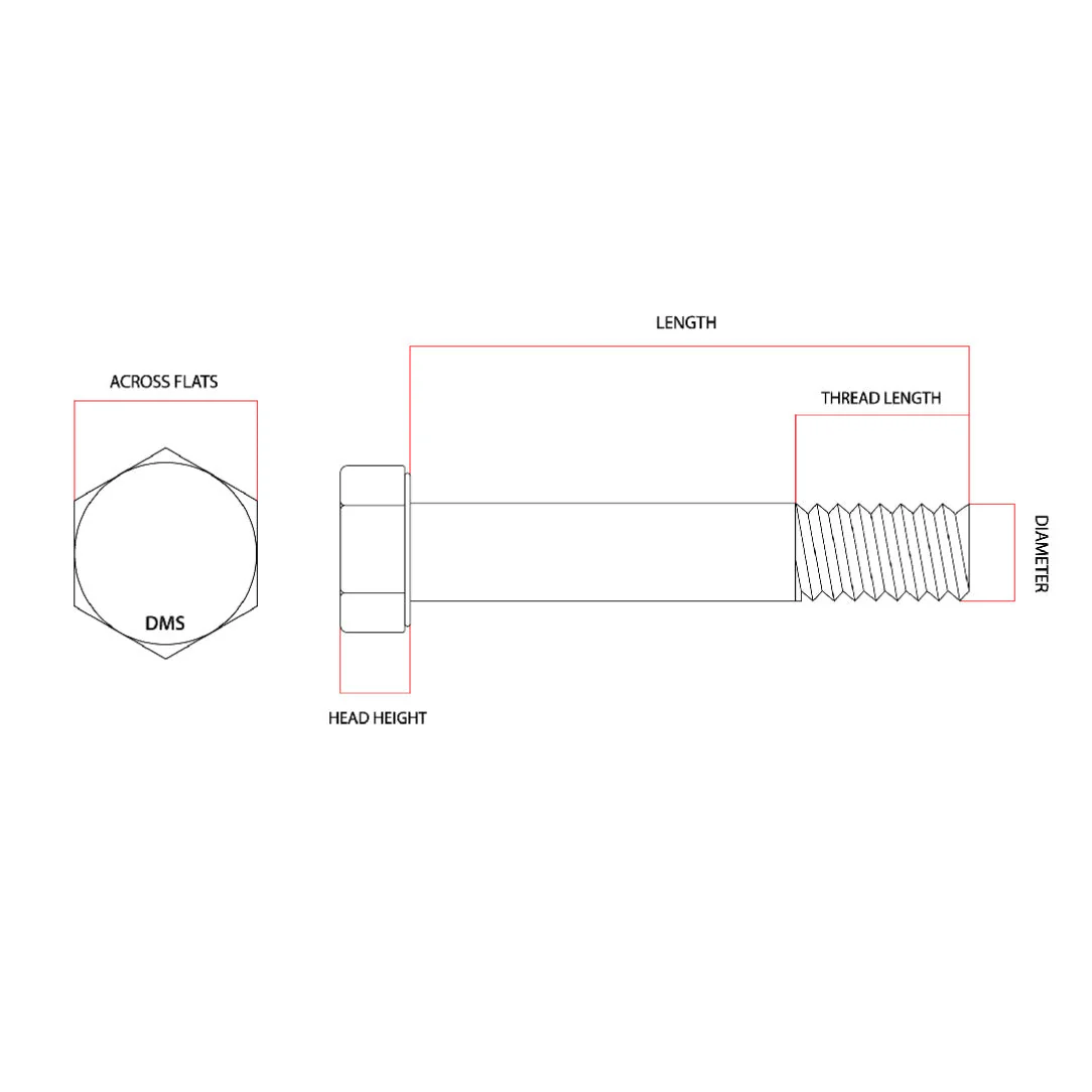 M6 x 100mm 1.00p Metric Coarse Hex Bolt High Tensile Class 8.8 Zinc Plated - Image 6