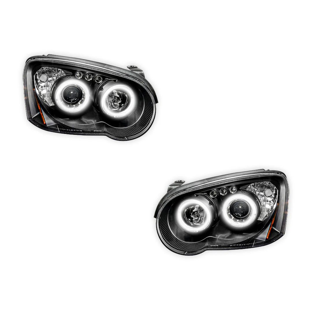 Subaru Impreza GD WRX Blob Eye (2003 - 2005) Angel Eyes Projector Headlights LH + RH - Image 3